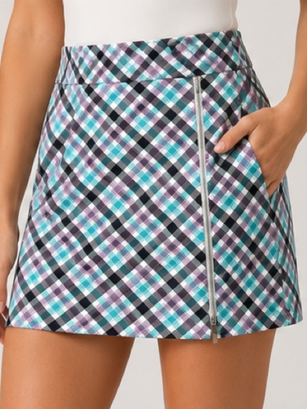 Lady Hagen Plaid Golf Skort in Teal, Purple & Black